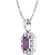 14K Lab-Grown Alexandrite & Natural Diamond Necklace 16-18" Length