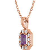 14K Lab-Grown Alexandrite & Natural Diamond Necklace 16-18" Length
