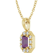 14K Lab-Grown Alexandrite & Natural Diamond Necklace 16-18" Length