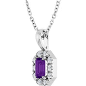 14K White 5x3 mm Natural Amethyst & 1/8 CTW Natural Diamond 16-18" Necklace