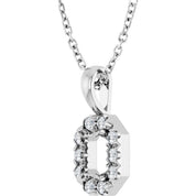 14K White 5x3 mm Emerald 1/8 CTW Natural Diamond Semi-Set 16-18" Necklace