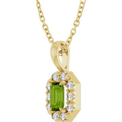 14K Yellow 5x3 mm Natural Peridot & 1/8 CTW Natural Diamond 16-18" Necklace