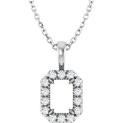 14K White 6x4 mm Emerald 1/5 CTW Natural Diamond Semi-Set 16-18" Necklace