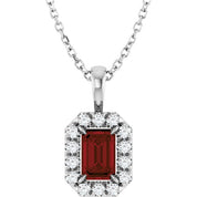 Sterling Silver 6x4 mm Natural Mozambique Garnet & 1/5 CTW Natural Diamond 16-18" Necklace