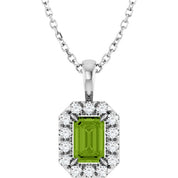 Sterling Silver 6x4 mm Natural Peridot & 1/5 CTW Natural Diamond 16-18" Necklace