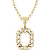 14K Yellow 6x4 mm Emerald 1/5 CTW Natural Diamond Semi-Set 16-18" Necklace