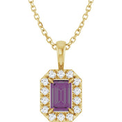 14K Lab-Grown Alexandrite & Natural Diamond Necklace 16-18" Length