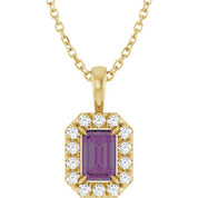 14K Lab-Grown Alexandrite & Natural Diamond Necklace 16-18" Length