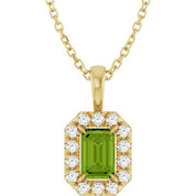 14K Yellow 6x4 mm Natural Peridot & 1/5 CTW Natural Diamond 16-18" Necklace