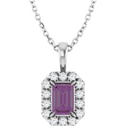 Sterling Silver 6x4 mm Lab-Grown Alexandrite & 1/5 CTW Natural Diamond 16-18" Necklace