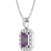 Sterling Silver 6x4 mm Lab-Grown Alexandrite & 1/5 CTW Natural Diamond 16-18" Necklace
