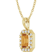14K Yellow 6x4 mm Natural Citrine & 1/5 CTW Natural Diamond 16-18" Necklace