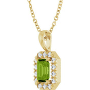 14K Yellow 6x4 mm Natural Peridot & 1/5 CTW Natural Diamond 16-18" Necklace