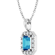 Sterling Silver 6x4 mm Natural Blue Zircon & 1/5 CTW Natural Diamond 16-18" Necklace