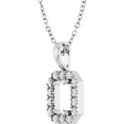14K White 6x4 mm Emerald 1/5 CTW Natural Diamond Semi-Set 16-18" Necklace