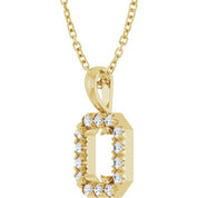 14K Yellow 6x4 mm Emerald 1/5 CTW Natural Diamond Semi-Set 16-18" Necklace