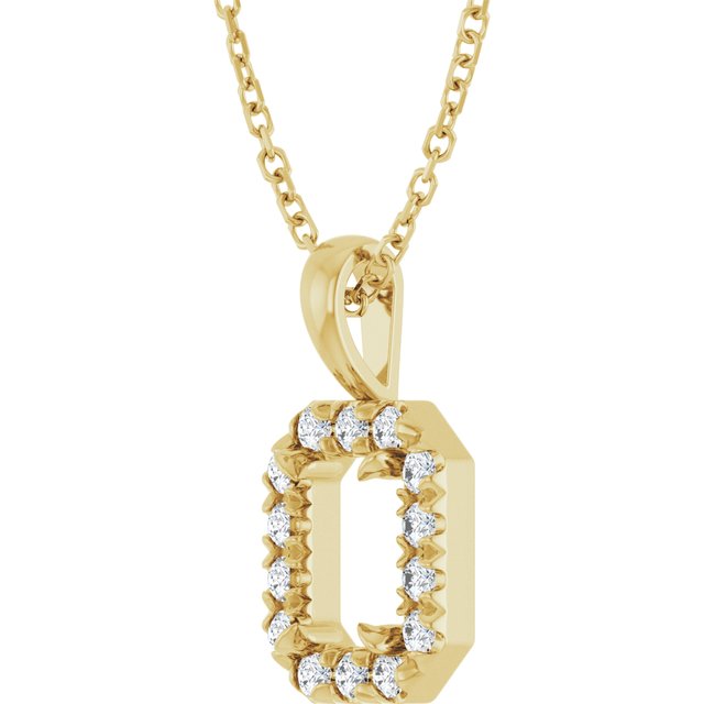 14K Yellow 6x4 mm Emerald 1/5 CTW Natural Diamond Semi-Set 16-18" Necklace