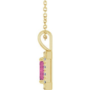 14K Yellow 6x4 mm Natural Pink Tourmaline & 1/5 CTW Natural Diamond 16-18" Necklace
