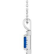 Sterling Silver 6x4 mm Lab-Grown Blue Sapphire & 1/5 CTW Natural Diamond 16-18" Necklace