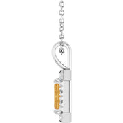 Sterling Silver 6x4 mm Natural Citrine & 1/5 CTW Natural Diamond 16-18" Necklace