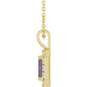 14K Lab-Grown Alexandrite & Natural Diamond Necklace 16-18" Length
