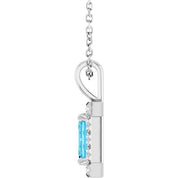 Platinum 6x4 mm Natural Aquamarine & 1/5 CTW Natural Diamond 16-18" Necklace