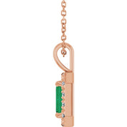 14K Rose 6x4 mm Lab-Grown Emerald & 1/5 CTW Natural Diamond 16-18" Necklace