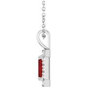Sterling Silver 6x4 mm Natural Mozambique Garnet & 1/5 CTW Natural Diamond 16-18" Necklace