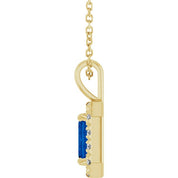 14K Yellow 6x4 mm Lab-Grown Blue Sapphire & 1/5 CTW Natural Diamond 16-18" Necklace