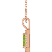 14K Rose 6x4 mm Natural Peridot & 1/5 CTW Natural Diamond 16-18" Necklace