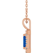 14K Rose 6x4 mm Lab-Grown Blue Sapphire & 1/5 CTW Natural Diamond 16-18" Necklace