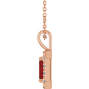 14K Rose 6x4 mm Natural Mozambique Garnet & 1/5 CTW Natural Diamond 16-18" Necklace