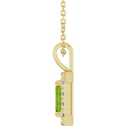 14K Yellow 6x4 mm Natural Peridot & 1/5 CTW Natural Diamond 16-18" Necklace