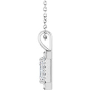 Sterling Silver 6x4 mm Natural White Sapphire & 1/5 CTW Natural Diamond 16-18" Necklace