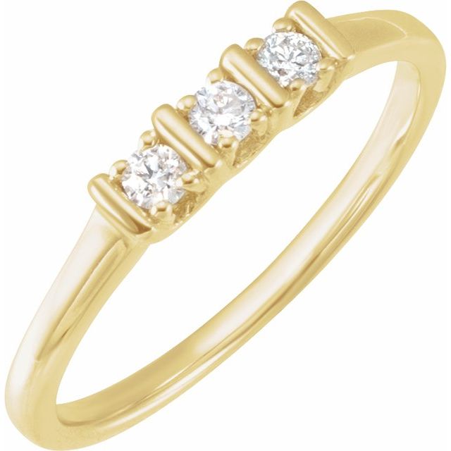 14K Yellow Gold Natural Diamond Three-Stone Ring - 1/6 CTW