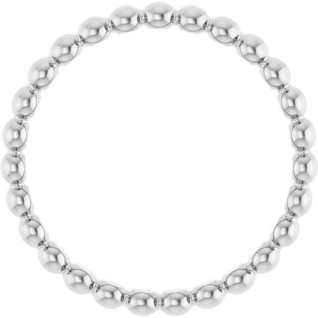14K White Beaded Stackable Ring