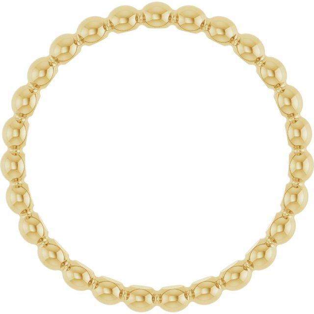 14K Yellow Beaded Stackable Ring