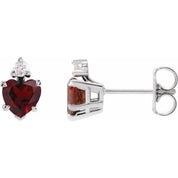Sterling Silver Natural Mozambique Garnet & .06 Natural Diamond Stud Earrings