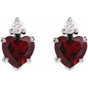 Sterling Silver Natural Mozambique Garnet & .06 Natural Diamond Stud Earrings