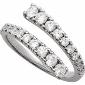 14K White Lab-Grown Diamond Bypass Ring - 9/10 CTW by Brand Name