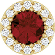14K Yellow Natural Mozambique Garnet & 1/10 CT Natural Diamond Halo-Style Pendant