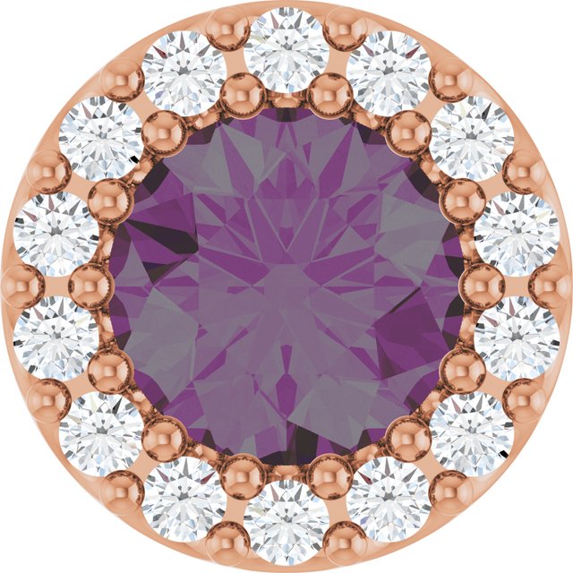 14K Rose Lab-Grown Alexandrite & 1/10 CT Natural Diamond Halo-Style Pendant
