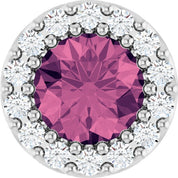 14K White Natural Pink Tourmaline & 1/10 CT Natural Diamond Halo-Style Pendant