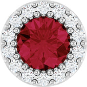 Sterling Silver Lab-Grown Ruby & 1/10 CT Natural Diamond Halo-Style Pendant