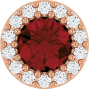 14K Rose Natural Mozambique Garnet & 1/10 CT Natural Diamond Halo-Style Pendant