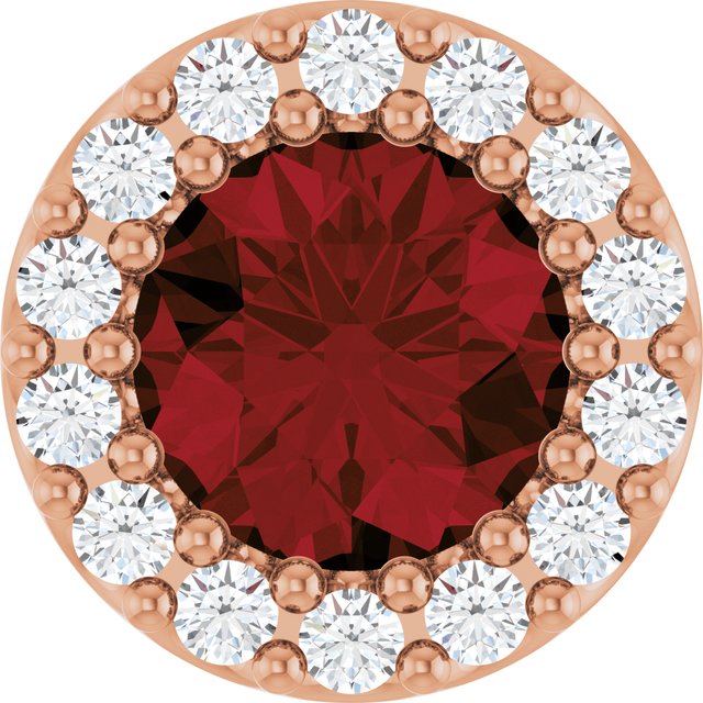 14K Rose Natural Mozambique Garnet & 1/10 CT Natural Diamond Halo-Style Pendant