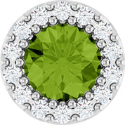 Sterling Silver Natural Peridot & 1/10 CT Natural Diamond Halo-Style Pendant