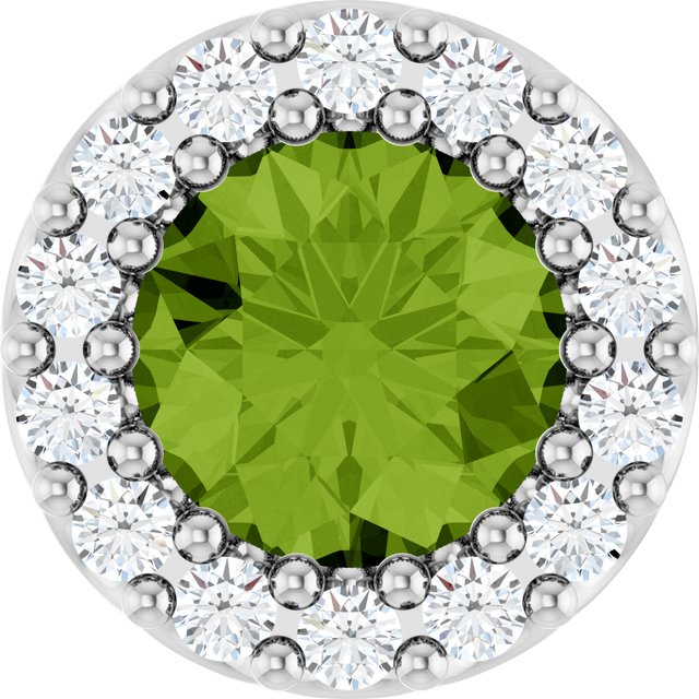 Sterling Silver Natural Peridot & 1/10 CT Natural Diamond Halo-Style Pendant