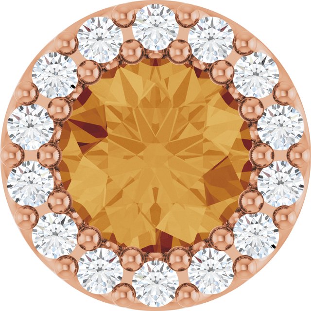 14K Rose Natural Citrine & 1/10 CT Natural Diamond Halo-Style Pendant