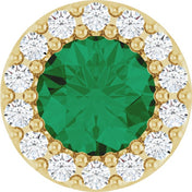 14K Yellow Natural Emerald & 1/10 CT Natural Diamond Halo-Style Pendant